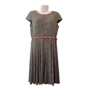 Christopher & Banks Women's Pebble Print Cap Sleeve Dress w Belt | Size 10